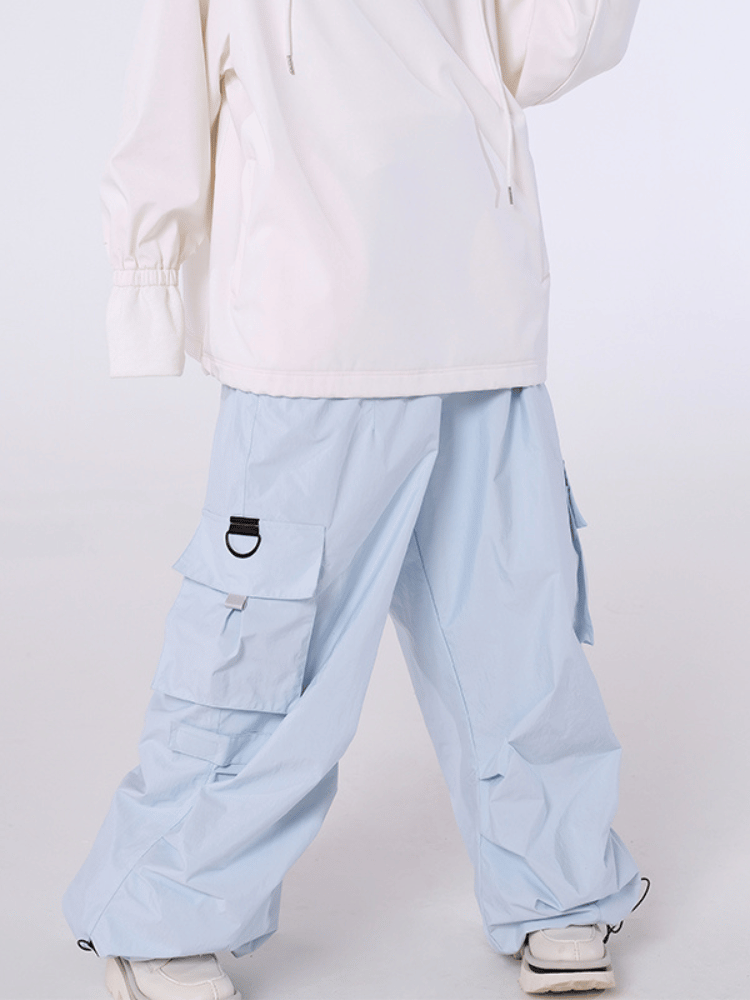 Men's Streetwear Style Cargo Baggy Snow Pants with Wide Legs