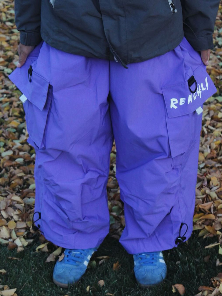 Men's Streetwear Style Cargo Baggy Snow Pants with Wide Legs