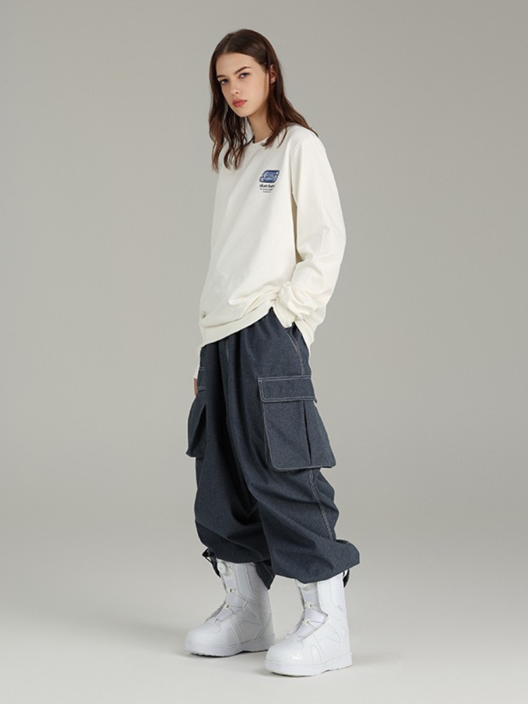 Women's Snow Pant Denim Baggy Cargo Snow Pants