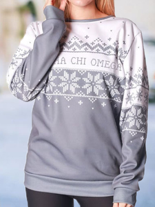 Women's Casual Christmas Snowflake Stitching Round Neck Thin Sweater