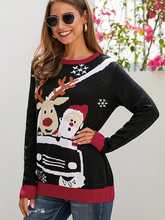 Load image into Gallery viewer, Women&#39;s Casual Loose Christmas Santa Pattern Pullover Crew Neck Sweater
