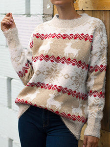 Christmas Snowflake Fawn Knitted Sweater