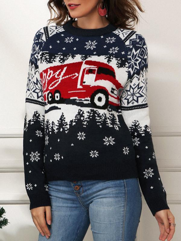 Christmas Snowflake Truck Knitted Sweater