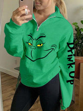 Load image into Gallery viewer, Women&#39;s Drink Up Grinches Zip Sweatshirt
