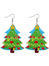 Load image into Gallery viewer, Christmas Snow Elk Christmas Tree PU Leather Earrings
