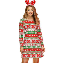 Load image into Gallery viewer, Women&#39;s Christmas Print Long Sleeve Dress
