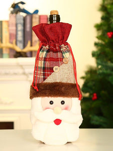 Christmas Santa Snowman Elk Wine Bottle Decoration Set