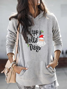 Women's Casual Loose Christmas Happy Holla' Days Letter Pattern Printed Pullover Sweater