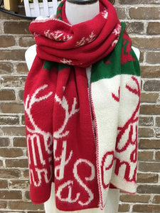 Merry Christmas Long Knitted Scarf