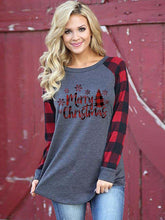 Load image into Gallery viewer, Women&#39;s Merry Christmas Plaid Long Sleeve Top
