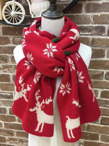 Reindeer Christmas Long Knitted Scarf