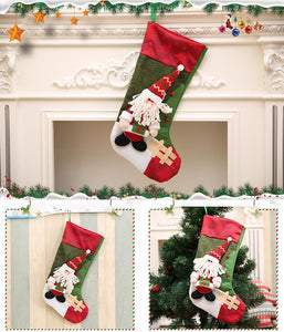 Christmas socks gift bag fireplace ornaments bear snowman santa
