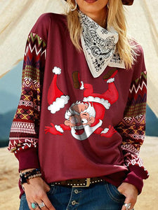 Ladies Christmas Print Sweatshirt