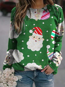 Ladies Santa Print Sweatshirt