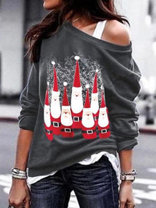 Christmas Santa Snowflake Print Sweatshirt
