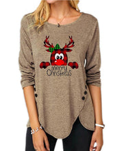 Load image into Gallery viewer, Women&#39;s  Christmas Print Casual Long Sleeve Round Neck T-Shirt
