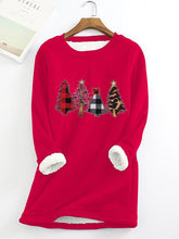 Load image into Gallery viewer, Christmas Tree Printed Sherpa Lined Fleece Pullover Sweatshirt
