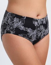 Load image into Gallery viewer, White pattern black bottom low waist swim shorts

