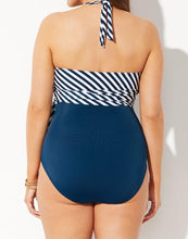 Load image into Gallery viewer, Horizon Faux Wrap Halter One Piece Swimsuit

