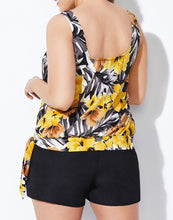 Load image into Gallery viewer, EVERLASTING FLORAL SIDE TIE BLOUSON TANKINI WITH CARGO SHORT
