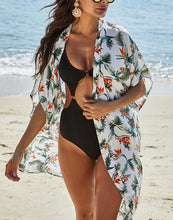 Load image into Gallery viewer, FULLFITALL- White Print Sun Protection Shirt Beach Skirt
