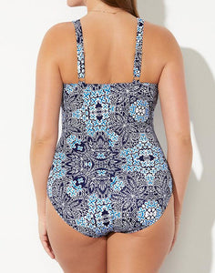 Blue Imperial Ruched Sweetheart One Piece Swimsuit