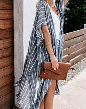 Load image into Gallery viewer, FULLFITALL- Blue Striped Loose Cardigan Cover Up
