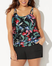 Load image into Gallery viewer, Sland Blooms Loop Strap Blouson Tankini with Cargo Short

