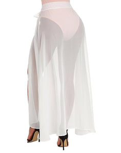 FULLFITALL- High Waist Split Skirt White Lace Blouse Beach Skirt