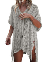 Load image into Gallery viewer, FULLFITALL- Gray Blouse Loose V-Neck Cover Up
