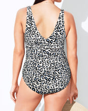 Load image into Gallery viewer, Leopard print Ruched V-Neck One Piece Swimsuit
